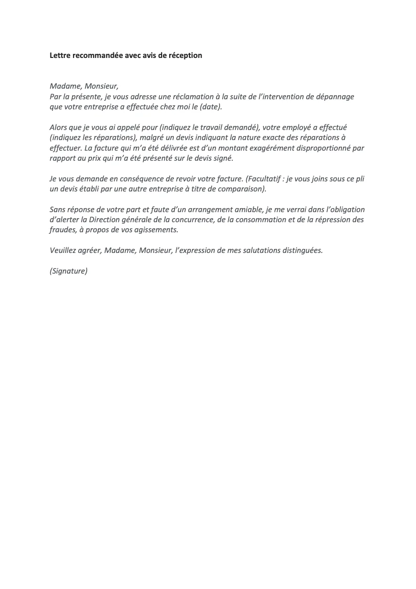 Contester une facture de réparation trop élevée