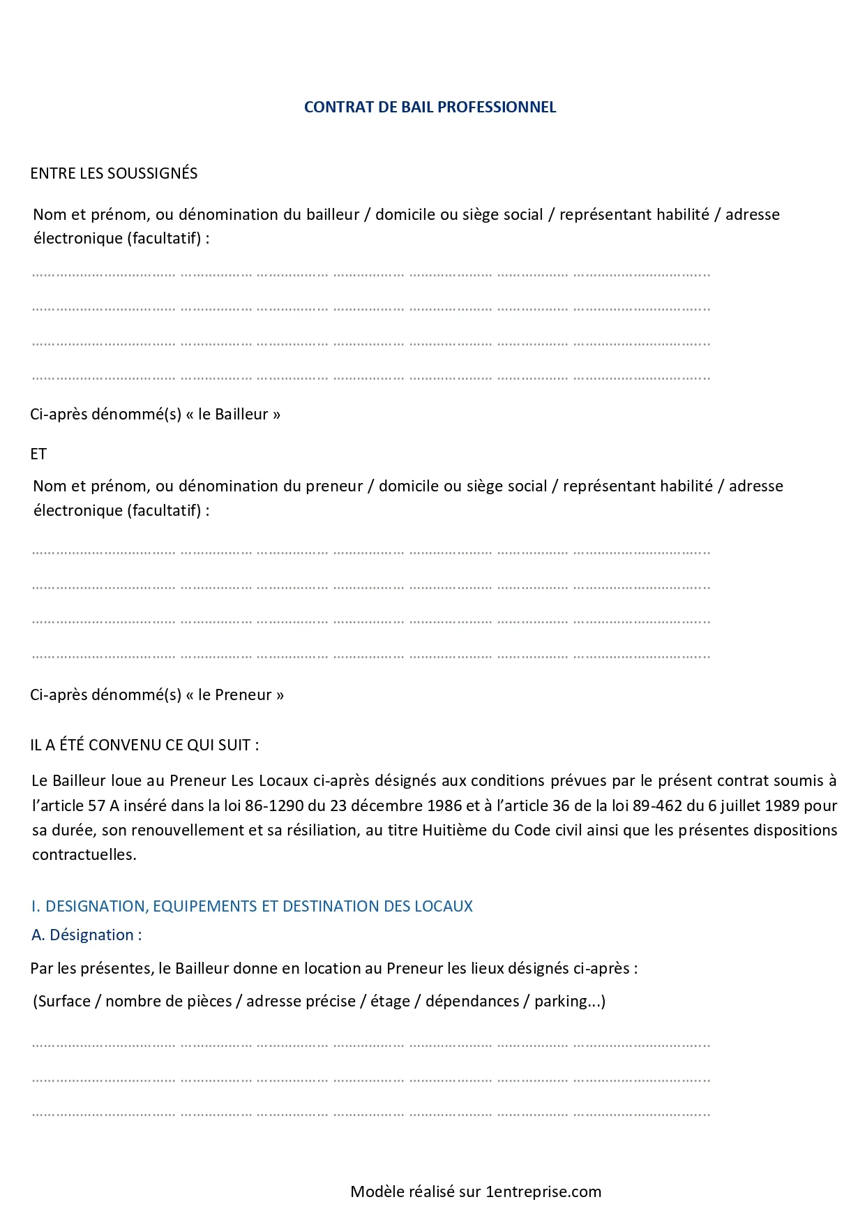 Bail professionnel