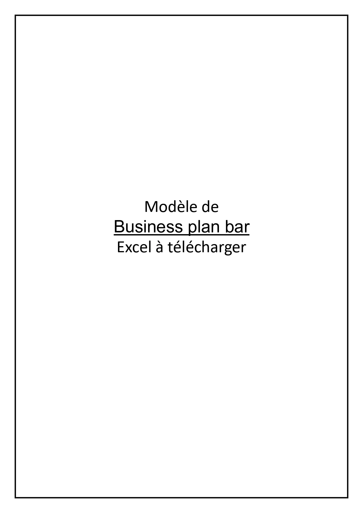 Business plan bar
