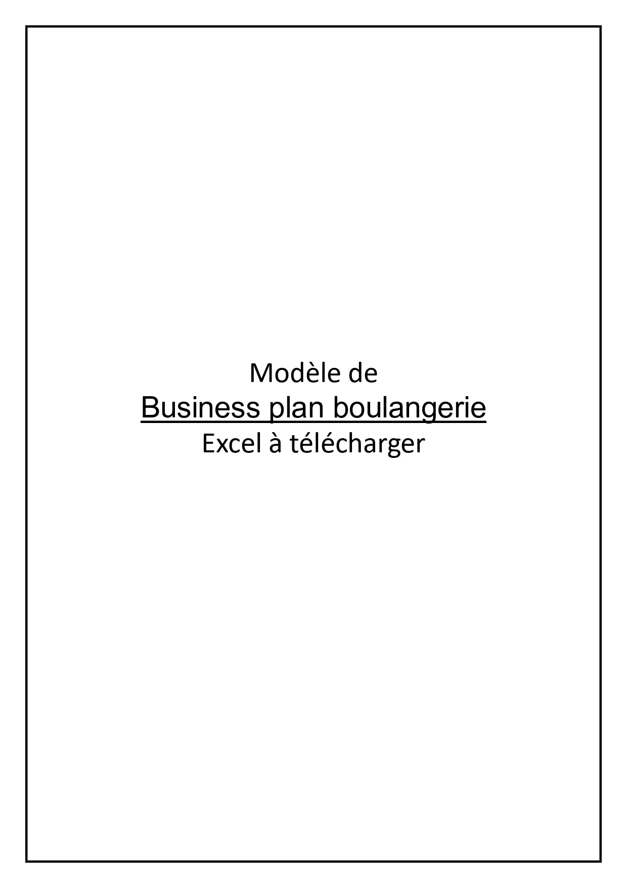 Business plan boulangerie