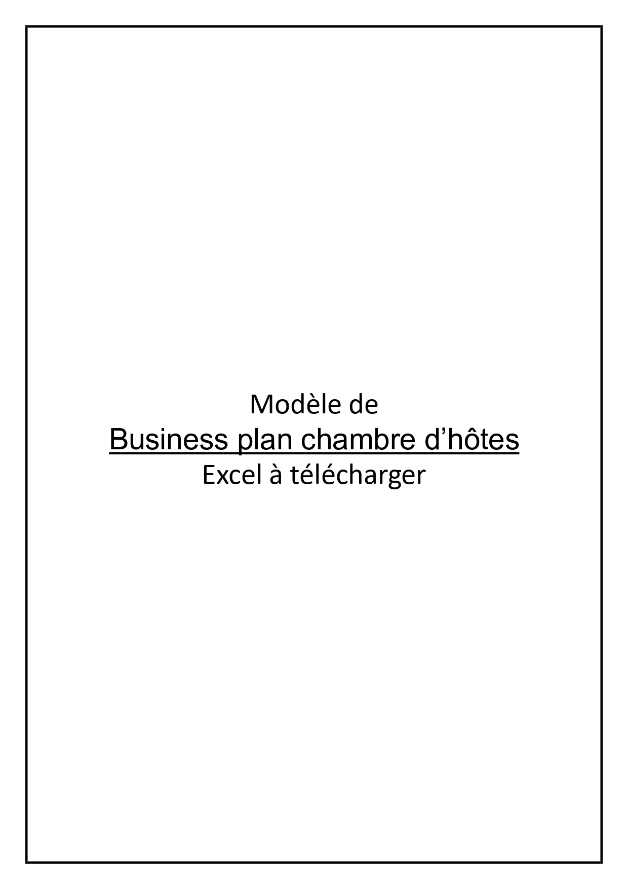Business plan chambre d&rsquo;hôtes