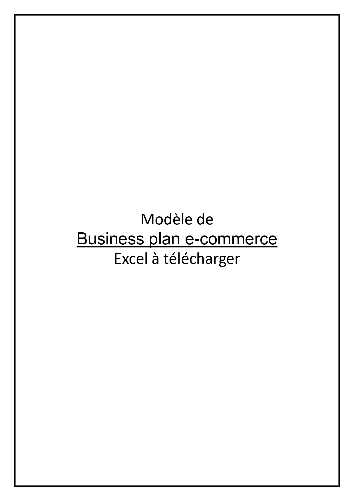 Business plan e-commerce