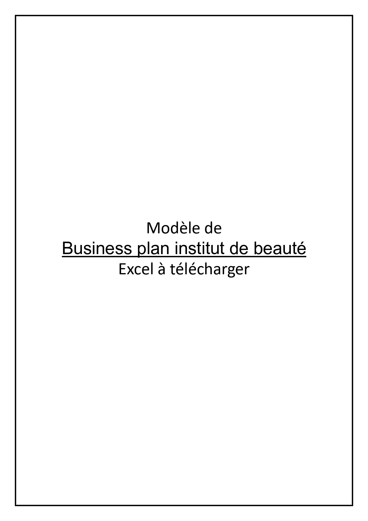 Business plan institut de beauté