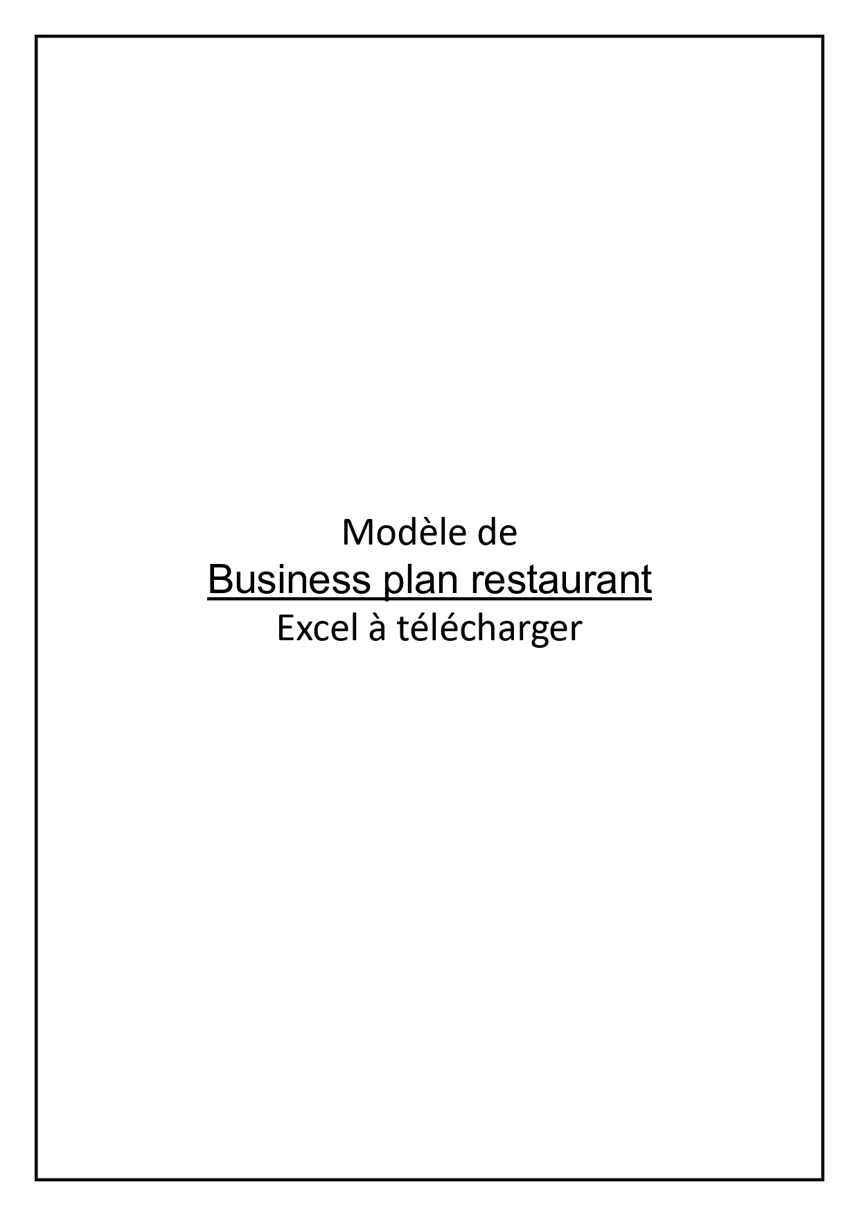 Business plan restaurant