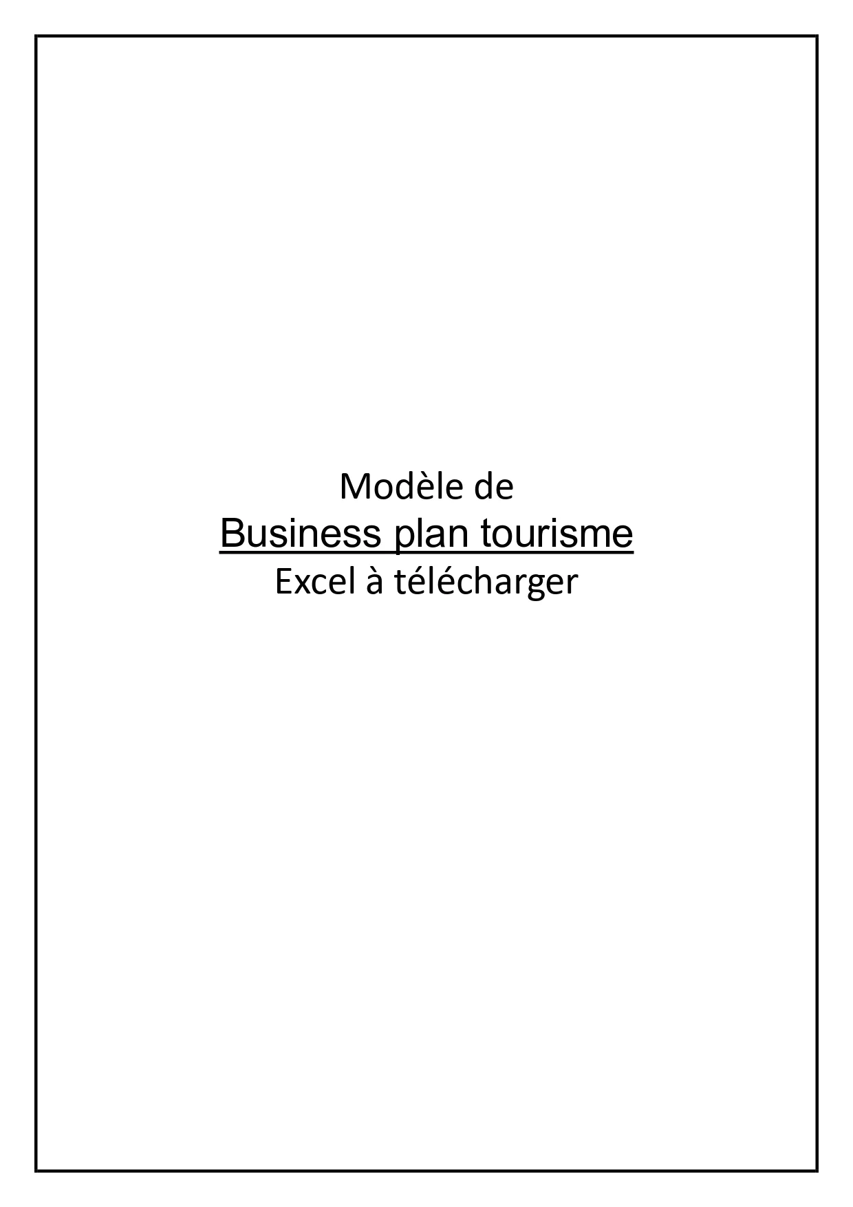 Business plan tourisme