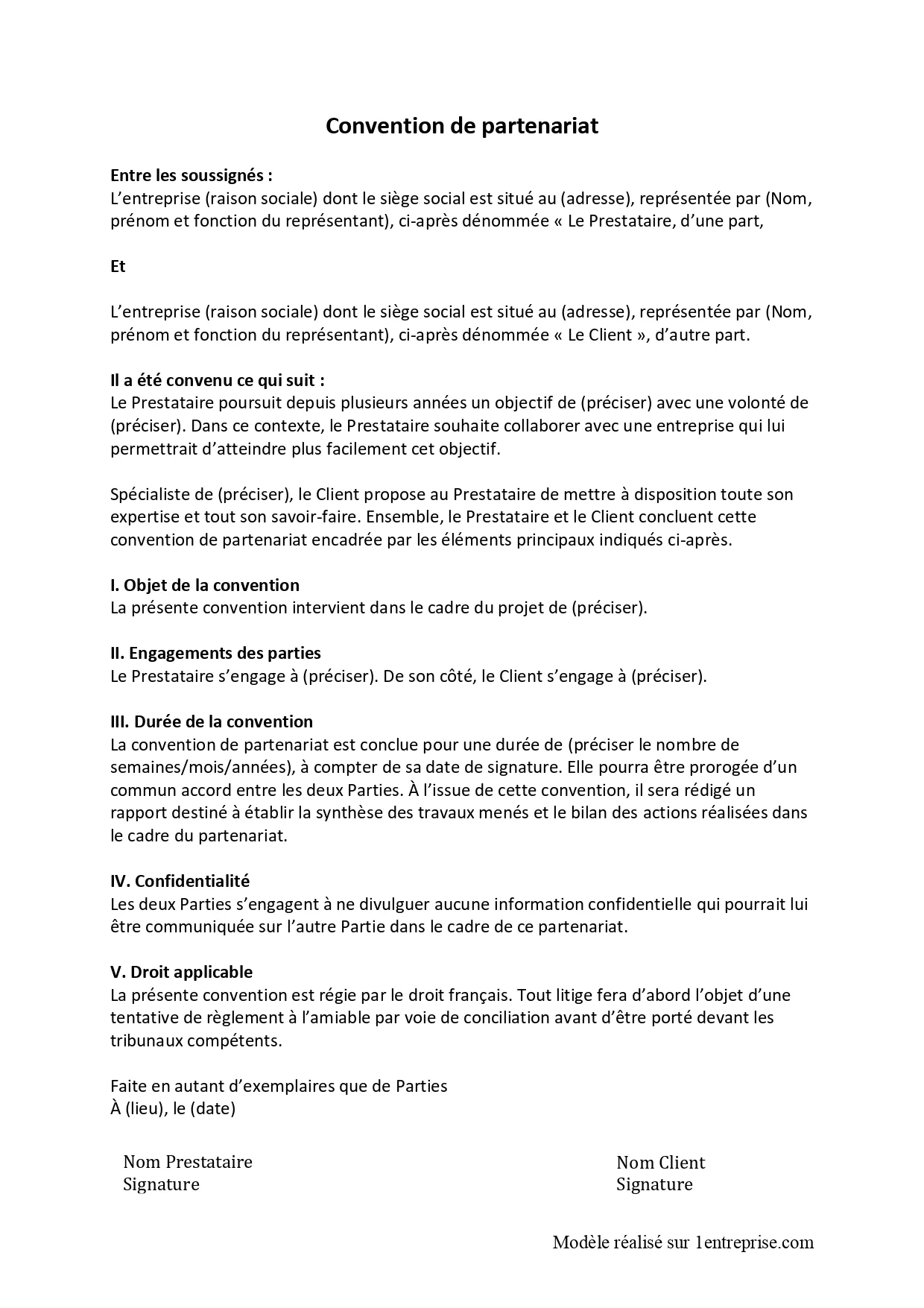 Convention de partenariat