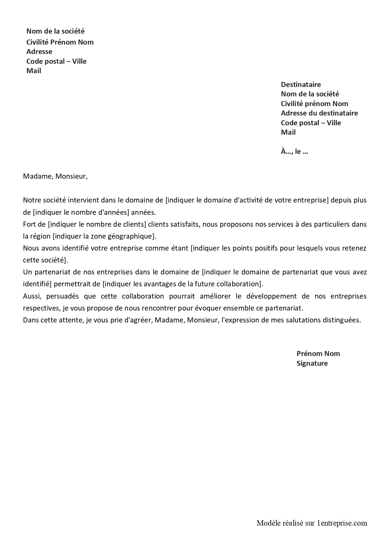 Demande de rendez-vous pour proposer un partenariat
