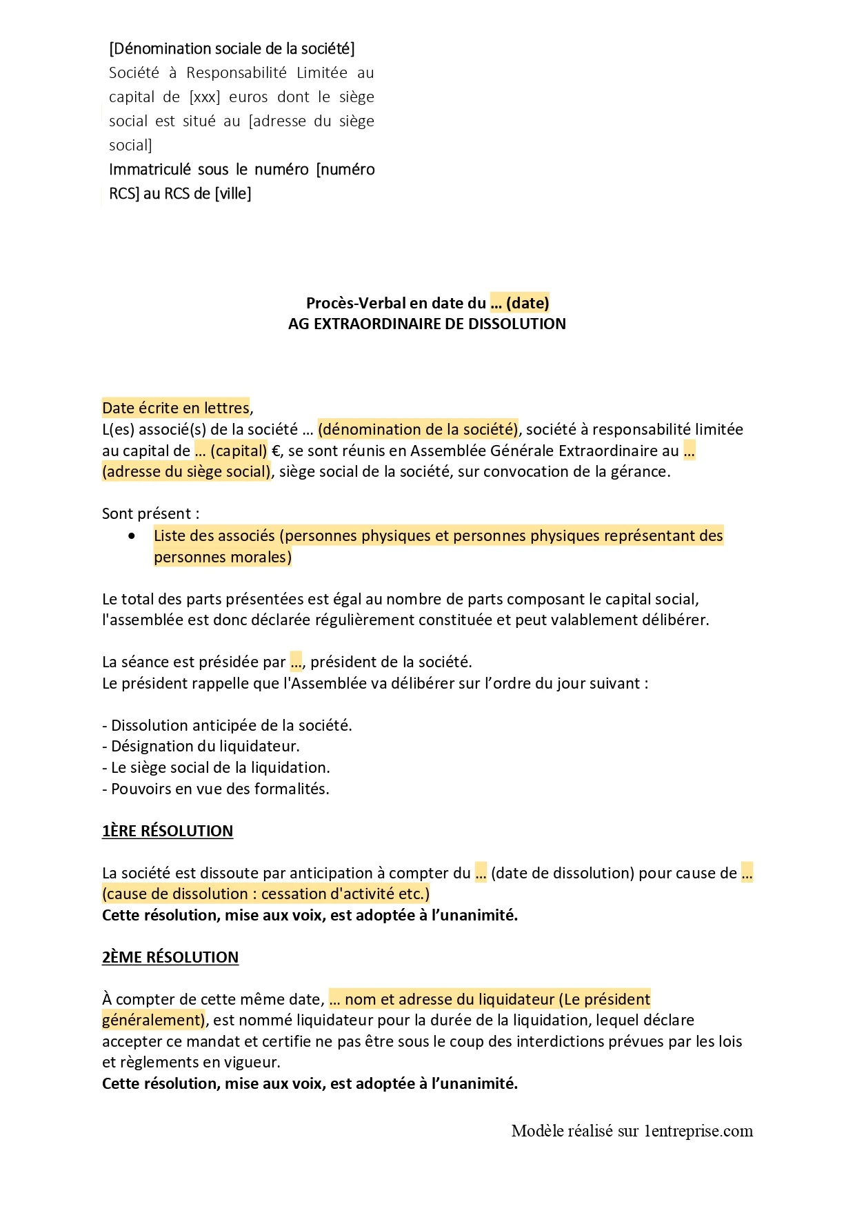 Dissolution de SARL Dissolution de SARL