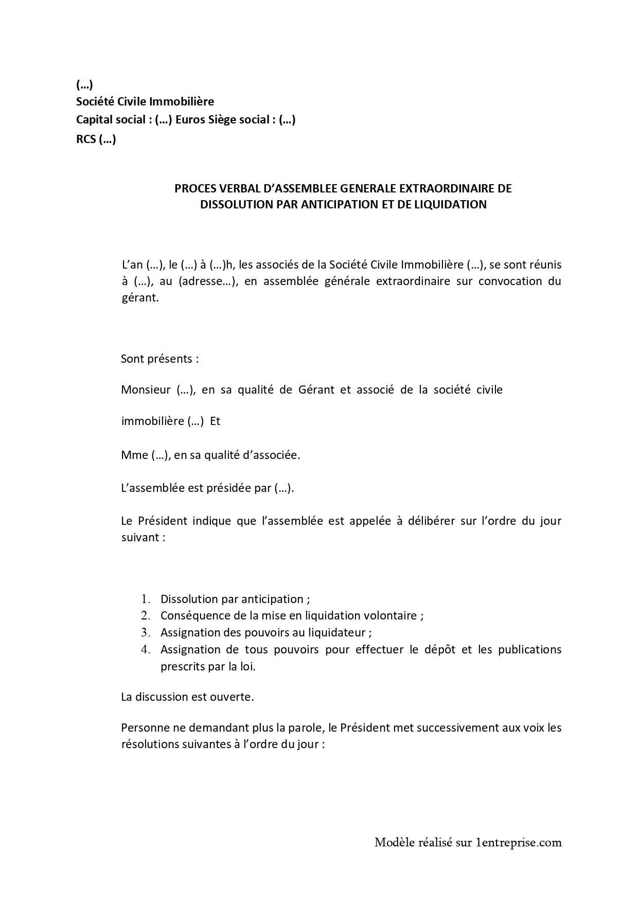 Dissolution de SCI