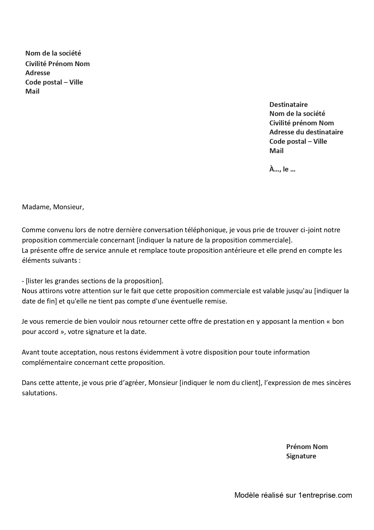 ️Envoyer une proposition commerciale à un client