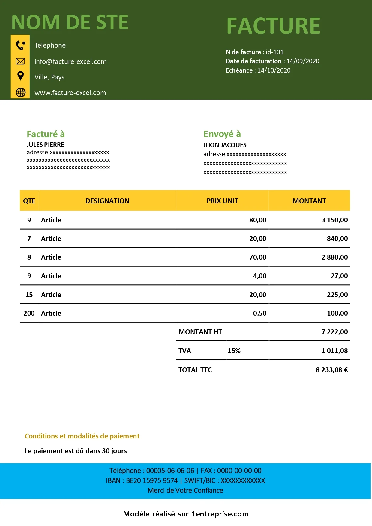 ️Facture d’avoir Word