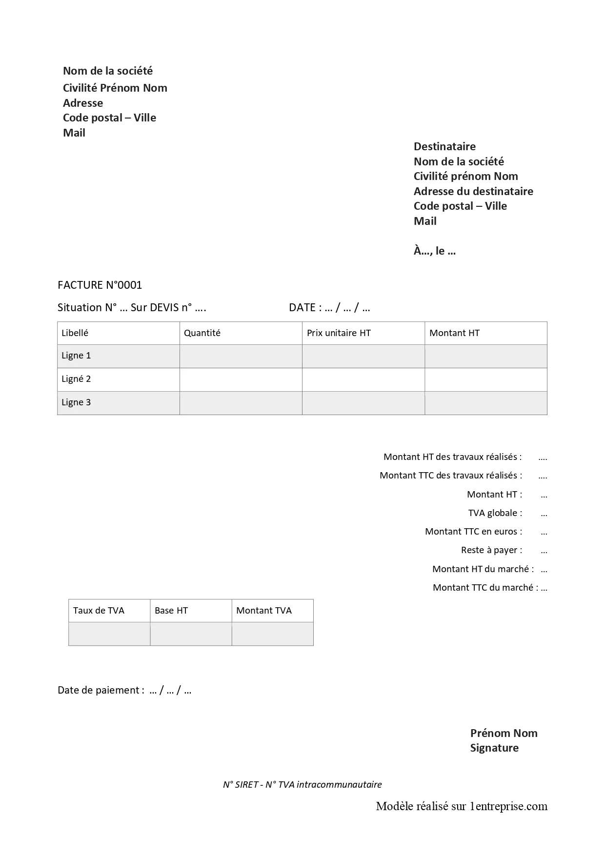 Facture de Clôture Excel