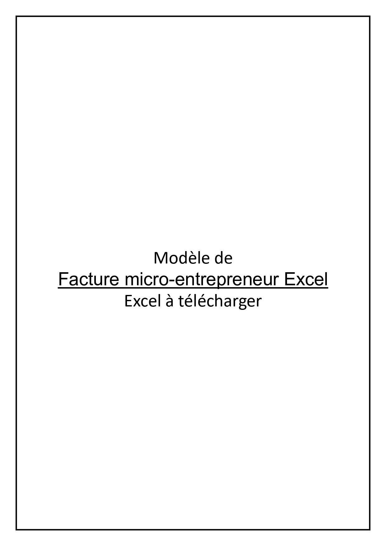 Facture micro-entrepreneur Excel