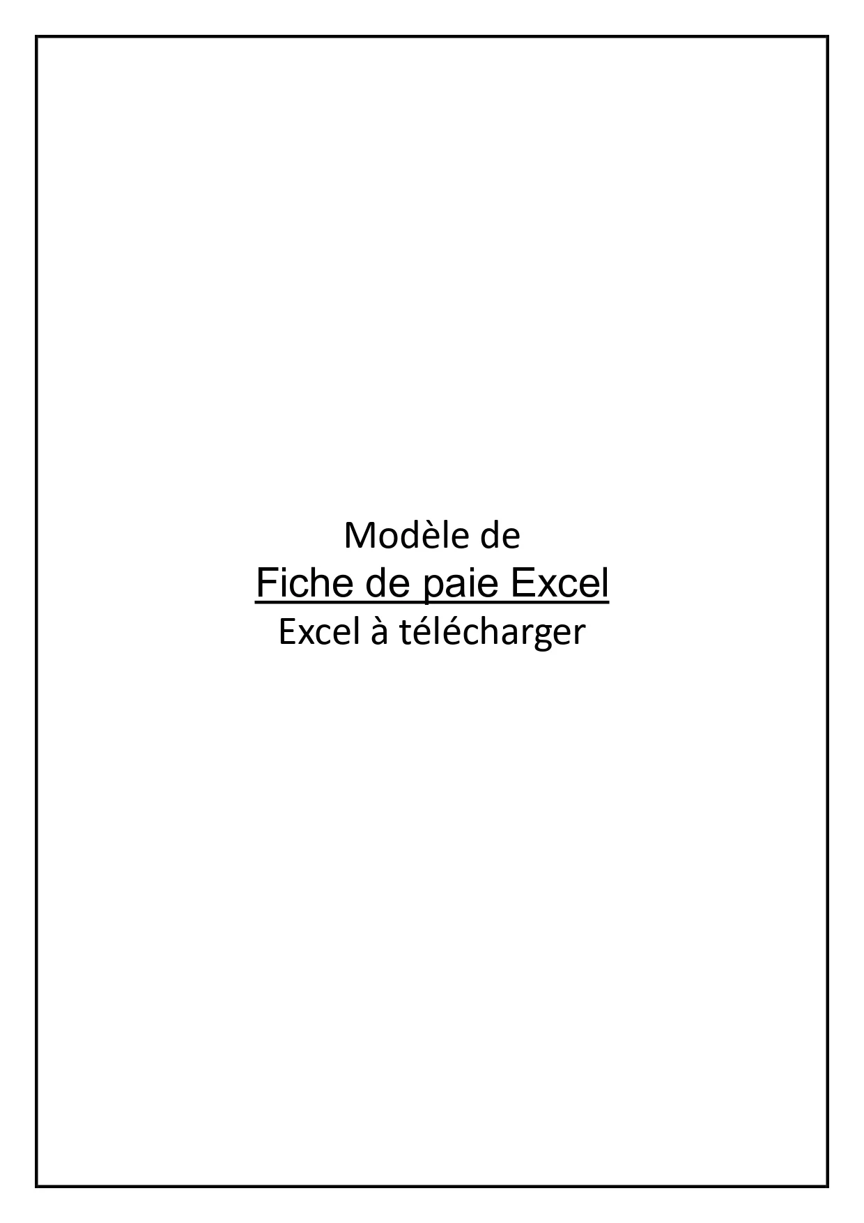 Fiche de paie Excel