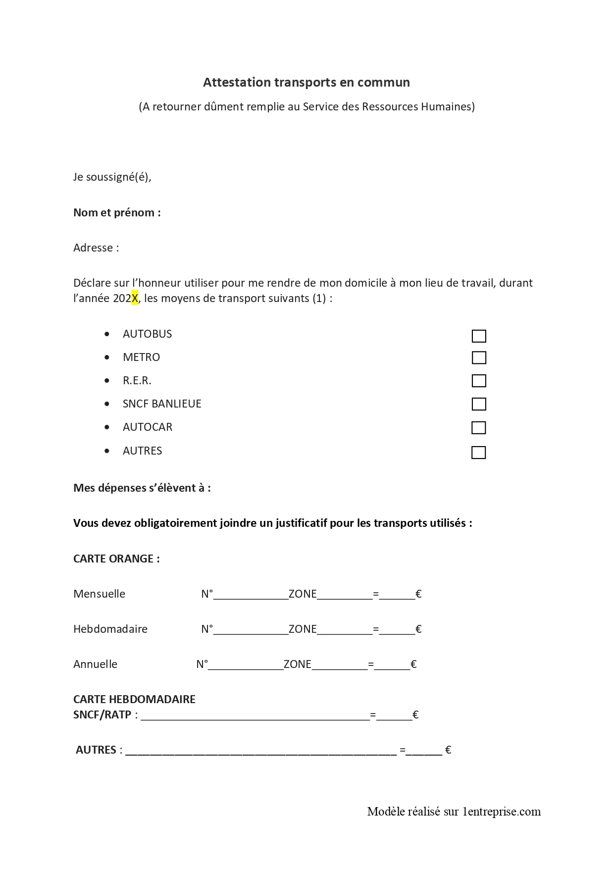 Fiche de transport pdf