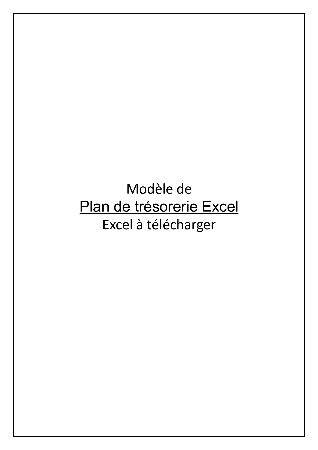 Plan de trésorerie Excel