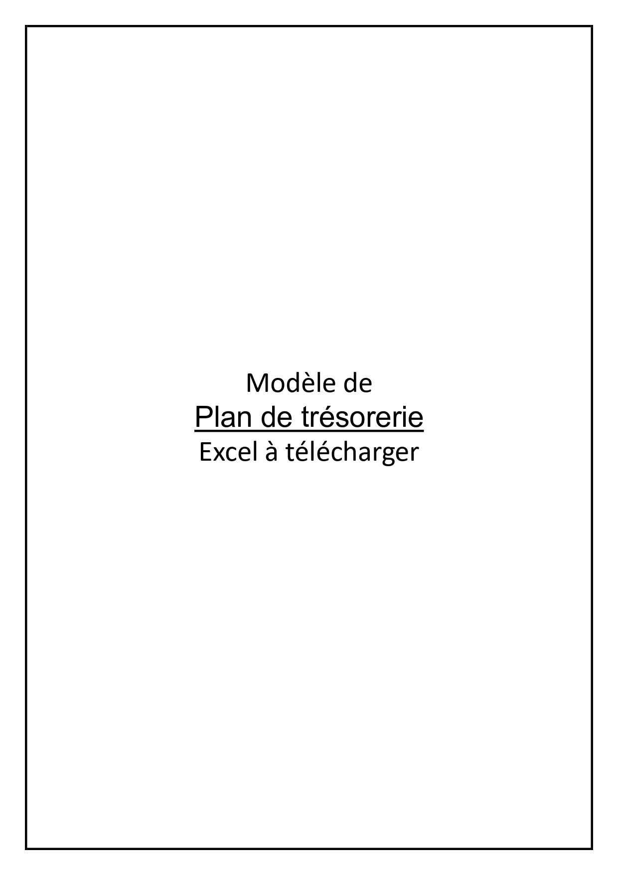 Plan de trésorerie