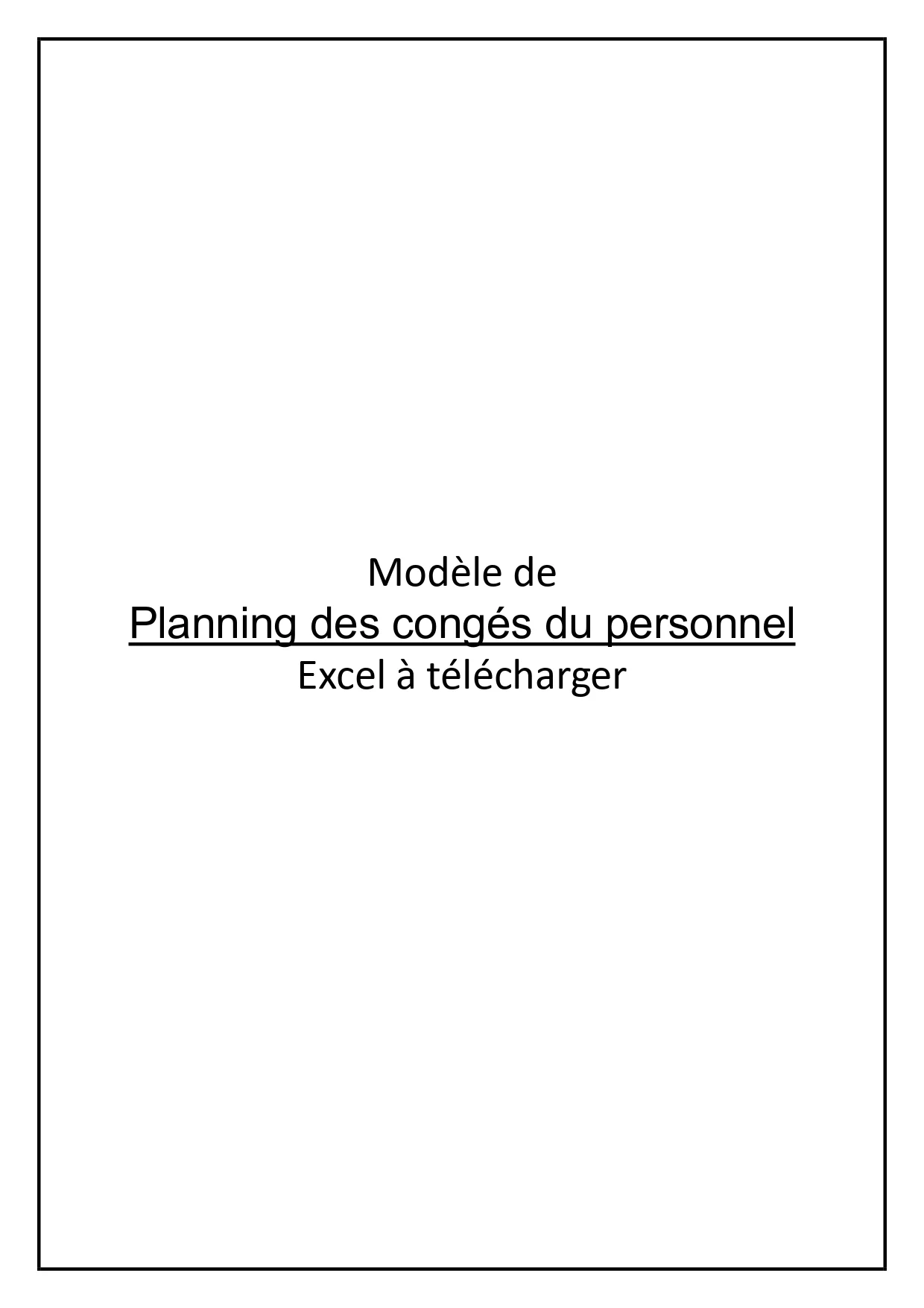 Planning des congés du personnel