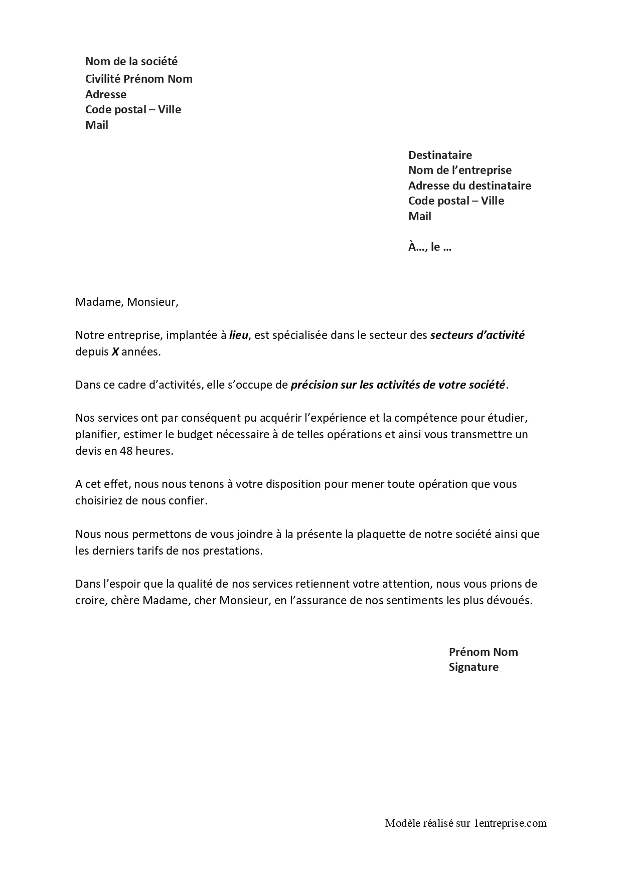 Proposition de service