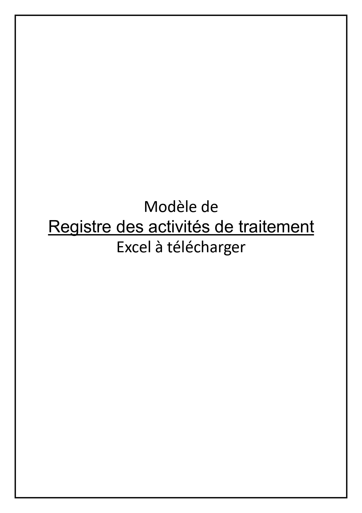 Registre des activités de traitement