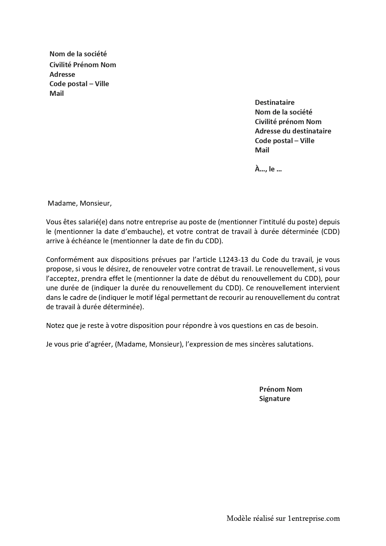 Renouvellement de CDD pour accroissement temporaire d’activité