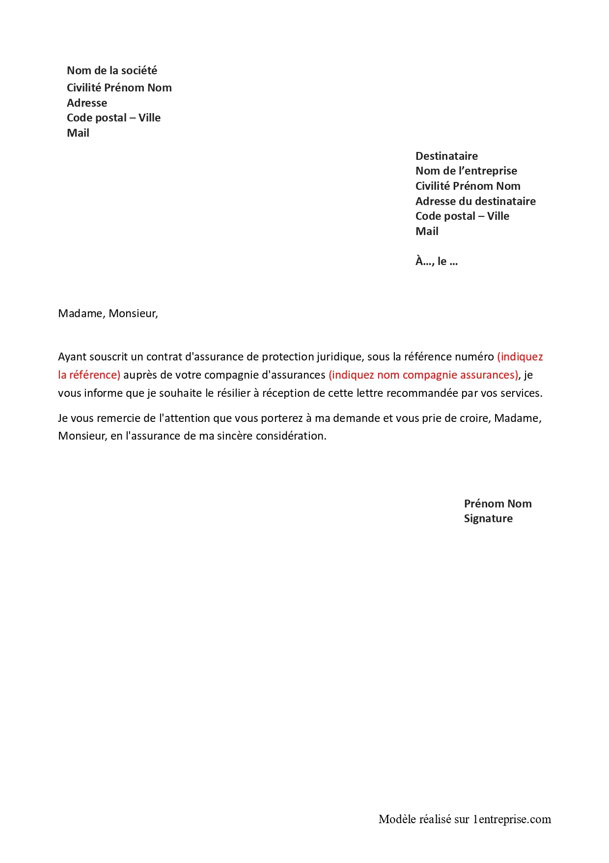 Résiliation Protection Juridique