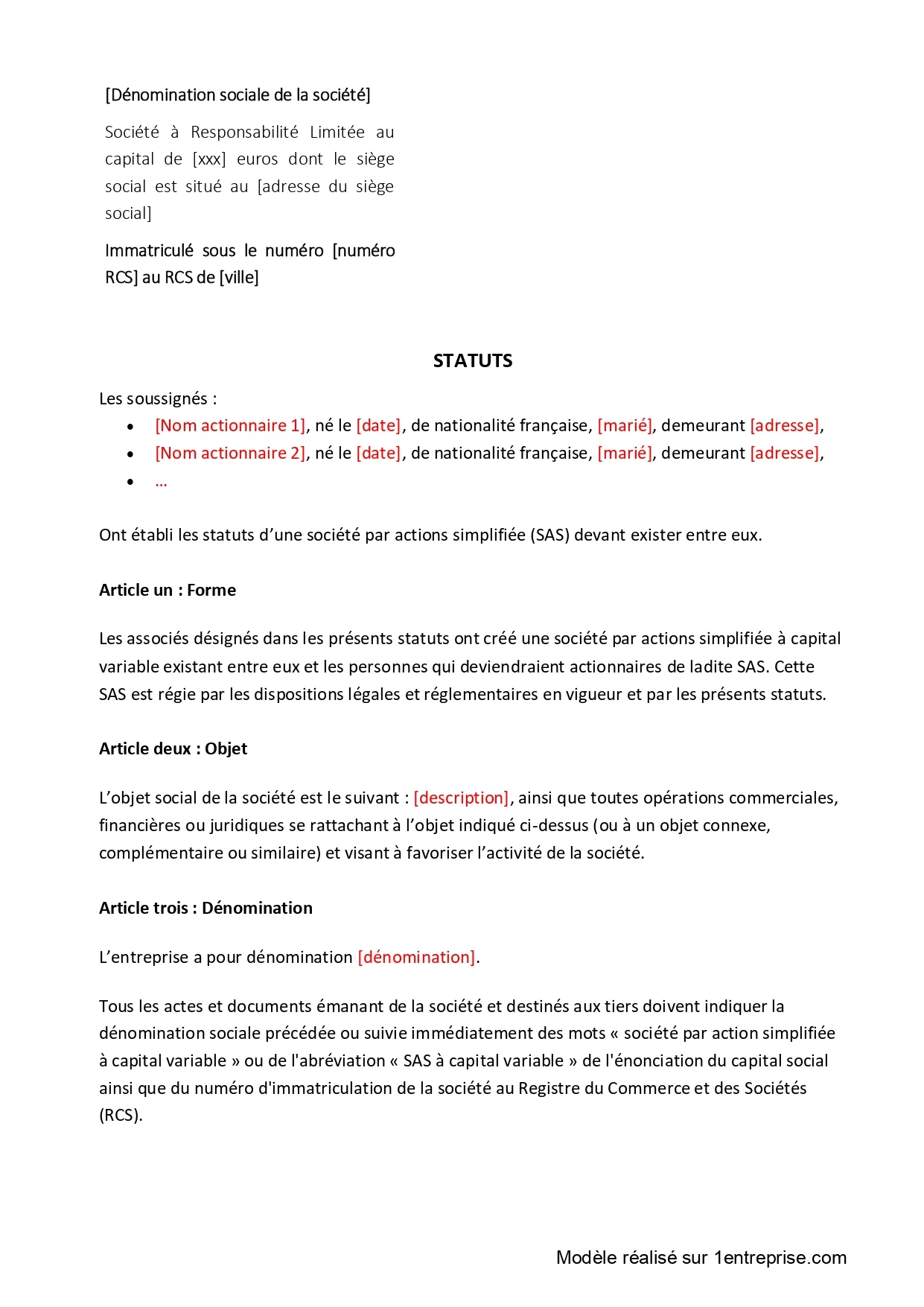 SAS à capital variable