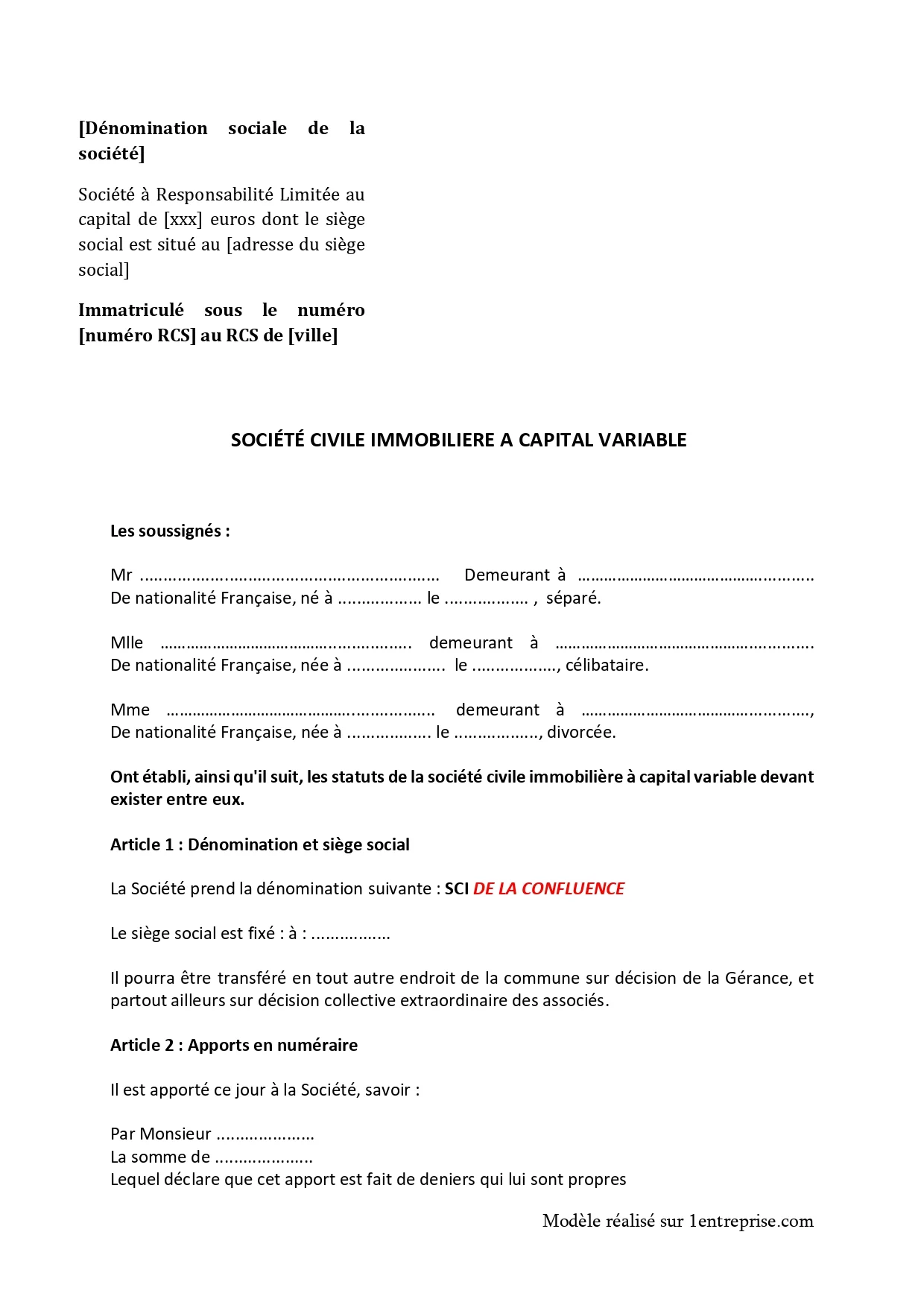 SCI à capital variable