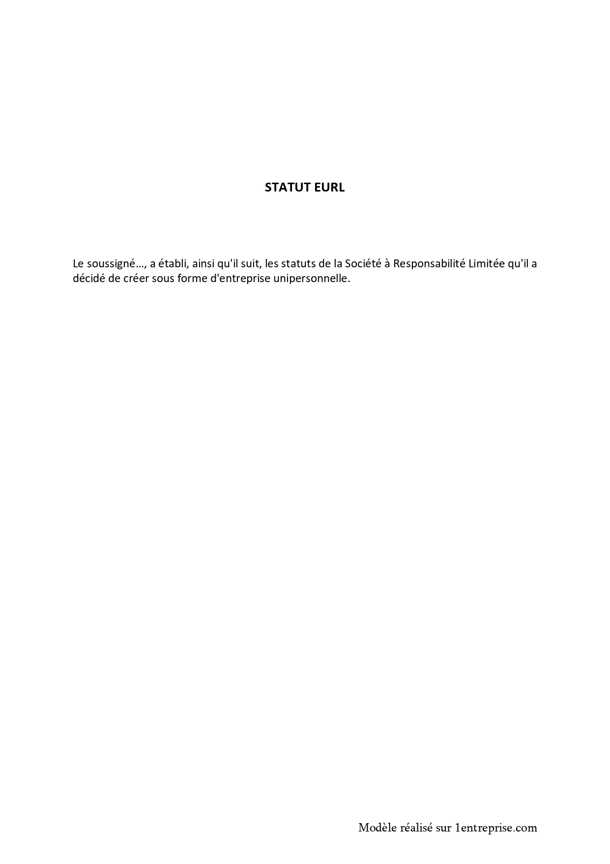 Statut EURL