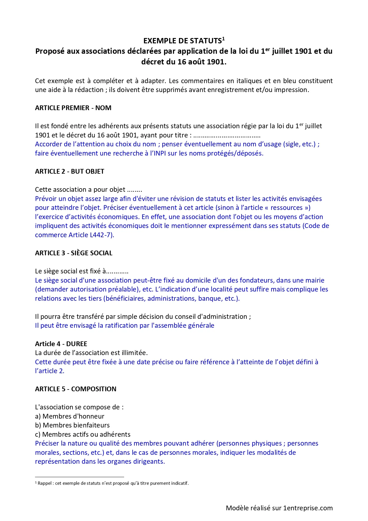 Statuts association